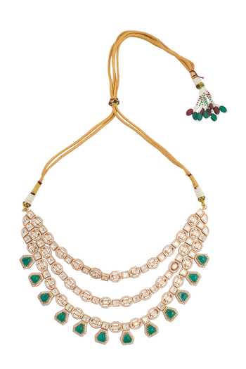 Buy Nazaakat By Samara Singh Mint Green Kundan Necklace And Earring Set Online at Aza Fashions Buy_Nazaakat By Samara Singh_Mint Green Kundan Necklace And Earring Set _Online_at_Aza_Fashions
