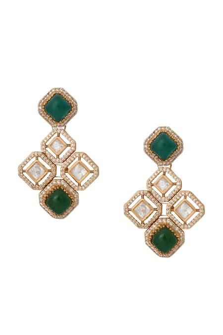 Nazaakat By Samara Singh_Green Kundan Necklace Set _Online_at_Aza_Fashions