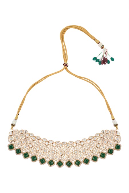 Nazaakat By Samara Singh_Green Kundan Necklace Set _at_Aza_Fashions