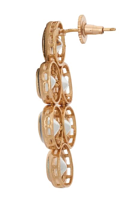 Nazaakat By Samara Singh_Blue Zari Kundan Necklace And Earring Set _Online_at_Aza_Fashions