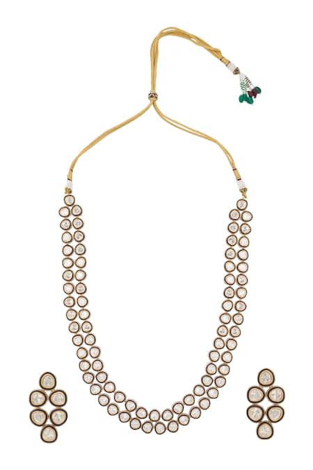 Nazaakat By Samara Singh Kundan Blue Necklace & Earring Set 