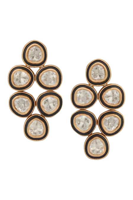 Nazaakat By Samara Singh_Blue Zari Kundan Necklace And Earring Set _at_Aza_Fashions