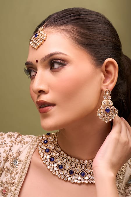 Buy Nazaakat By Samara Singh Blue Zari Kundan Necklace Set Online at Aza Fashions Buy_Nazaakat By Samara Singh_Blue Zari Kundan Necklace Set _Online_at_Aza_Fashions