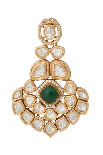 Nazaakat By Samara Singh Green Zari Kundan Jewelry Set at Aza Fashions Nazaakat By Samara Singh_Green Zari Kundan Jewelry Set _at_Aza_Fashions