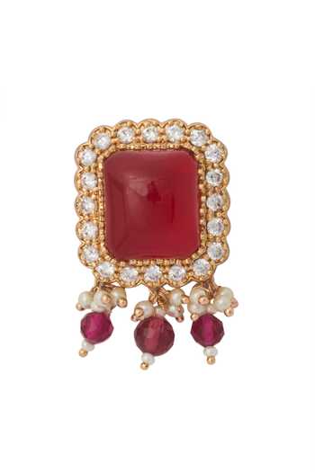 Shop_Nazaakat By Samara Singh_Red Zari Ruby Kundan Necklace And Earring Set _Online_at_Aza_Fashions