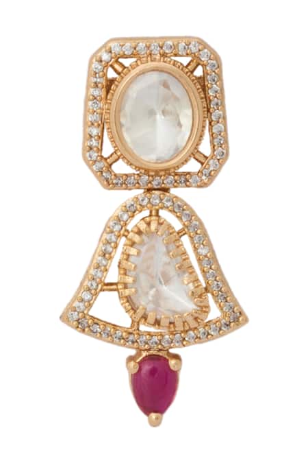 Nazaakat By Samara Singh Pink Zari Kundan Ruby Necklace And Earrings Set at Aza Fashions Nazaakat By Samara Singh_Pink Zari Kundan Ruby Necklace And Earrings Set _at_Aza_Fashions