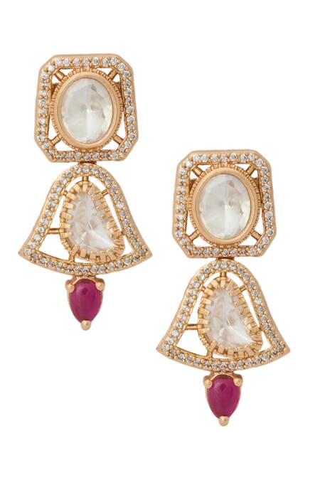 Buy Nazaakat By Samara Singh Pink Zari Kundan Ruby Necklace And Earrings Set Buy_Nazaakat By Samara Singh_Pink Zari Kundan Ruby Necklace And Earrings Set