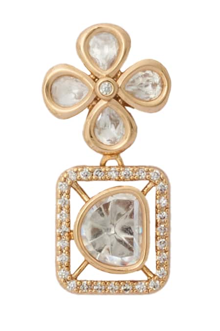 Shop_Nazaakat By Samara Singh_White Zari Kundan Brass Necklace And Earring Set _Online_at_Aza_Fashions