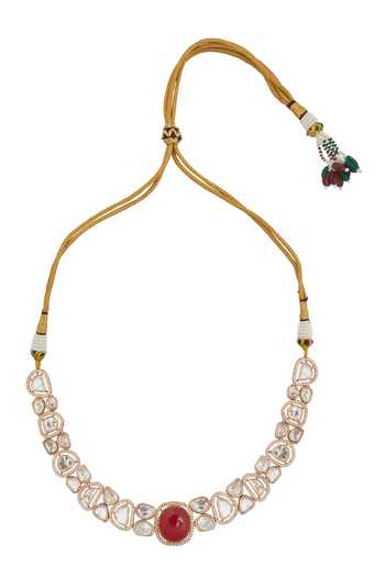 Nazaakat By Samara Singh Red Zari Ruby Kundan Necklace And Earring Set Online at Aza Fashions Nazaakat By Samara Singh_Red Zari Ruby Kundan Necklace And Earring Set _Online_at_Aza_Fashions
