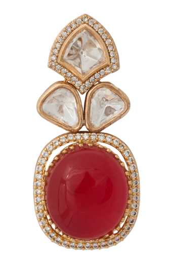 Shop Nazaakat By Samara Singh Red Zari Ruby Kundan Necklace And Earring Set Online at Aza Fashions Shop_Nazaakat By Samara Singh_Red Zari Ruby Kundan Necklace And Earring Set _Online_at_Aza_Fashions