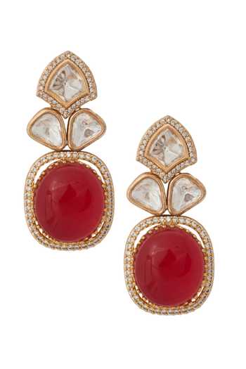 Nazaakat By Samara Singh Red Zari Ruby Kundan Necklace And Earring Set at Aza Fashions Nazaakat By Samara Singh_Red Zari Ruby Kundan Necklace And Earring Set _at_Aza_Fashions