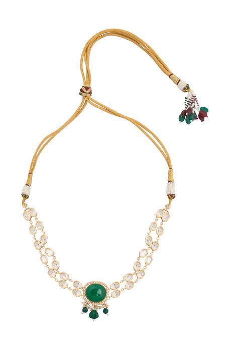 Nazaakat By Samara Singh Green Kundan Necklace And Earring Set Online at Aza Fashions Nazaakat By Samara Singh_Green Kundan Necklace And Earring Set _Online_at_Aza_Fashions