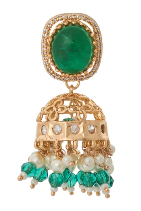 Nazaakat By Samara Singh Green Kundan Necklace And Earring Set at Aza Fashions Nazaakat By Samara Singh_Green Kundan Necklace And Earring Set _at_Aza_Fashions