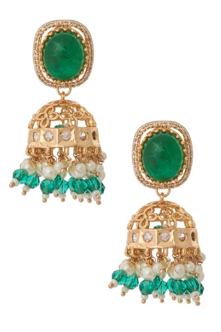 Buy Nazaakat By Samara Singh Green Kundan Necklace And Earring Set Buy_Nazaakat By Samara Singh_Green Kundan Necklace And Earring Set
