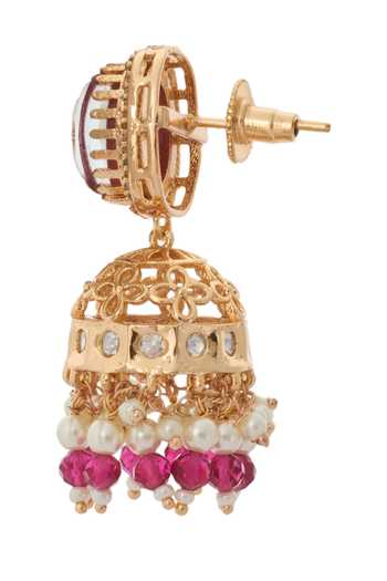 Buy_Nazaakat By Samara Singh_Red Zari Ruby Kundan Necklace And Earring Set _Online_at_Aza_Fashions