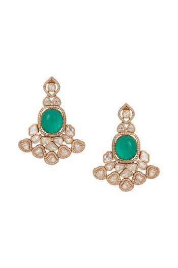 Nazaakat By Samara Singh_Mint Zari Green Kundan Necklace And Earring Set _Online_at_Aza_Fashions