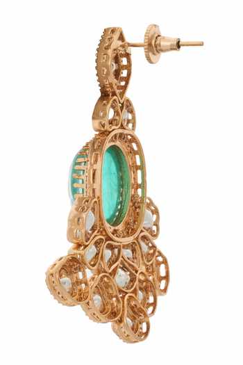 Buy_Nazaakat By Samara Singh_Mint Zari Green Kundan Necklace And Earring Set _Online_at_Aza_Fashions