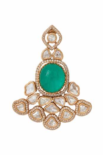 Nazaakat By Samara Singh_Mint Zari Green Kundan Necklace And Earring Set _at_Aza_Fashions