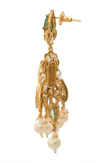 Nazaakat By Samara Singh Blue Mint Green Kundan Earrings Online at Aza Fashions Nazaakat By Samara Singh_Blue Mint Green Kundan Earrings _Online_at_Aza_Fashions