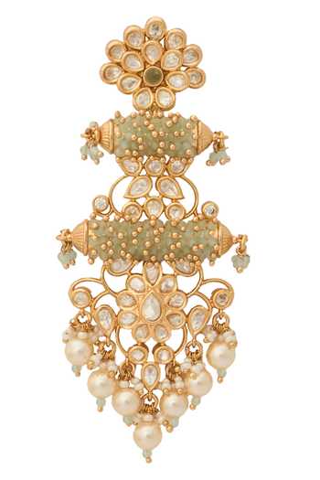 Shop Nazaakat By Samara Singh Mint Kundan Green Earrings Online at Aza Fashions Shop_Nazaakat By Samara Singh_Mint Kundan Green Earrings _Online_at_Aza_Fashions