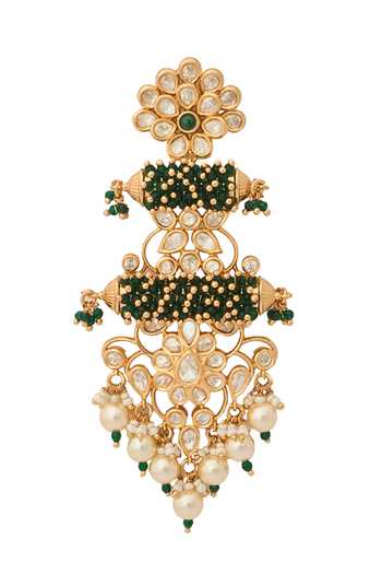 Nazaakat By Samara Singh Green Zari, Pearls Kundan Earrings Online at Aza Fashions Nazaakat By Samara Singh_Green Zari, Pearls Kundan Earrings _Online_at_Aza_Fashions