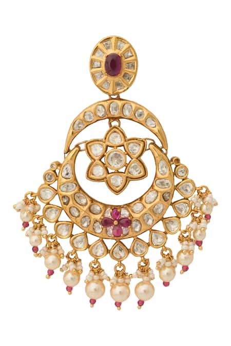 Buy_Nazaakat By Samara Singh_Purple Zari, Pearls Kundan Earrings 