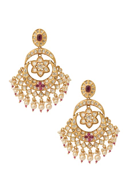 Nazaakat By Samara Singh Kundan Purple Earrings 