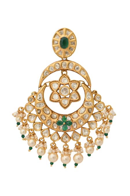Buy_Nazaakat By Samara Singh_Green Kundan Earrings _Online_at_Aza_Fashions