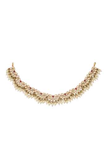 Shop Nazaakat By Samara Singh Red Ruby Kundan Mathapatti at Aza Fashions Shop_Nazaakat By Samara Singh_Red Ruby Kundan Mathapatti _at_Aza_Fashions