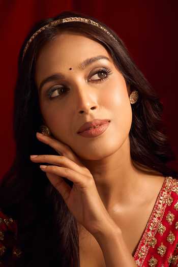Shop_Nazaakat By Samara Singh_Green Kundan Brass Mathapatti _Online_at_Aza_Fashions