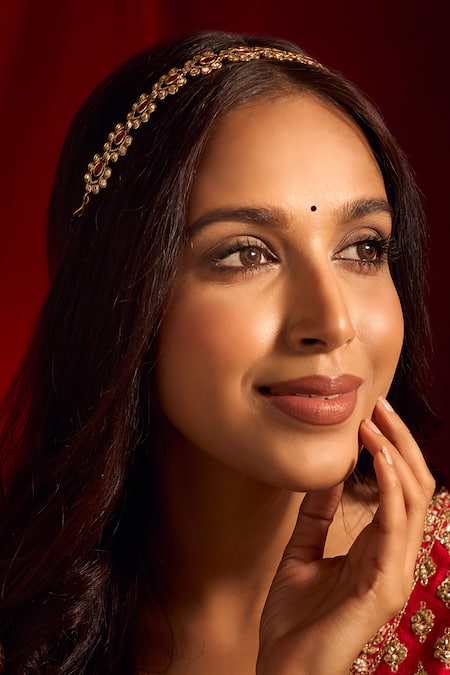 Nazaakat By Samara Singh Kundan Ruby Pink Mathapatti 