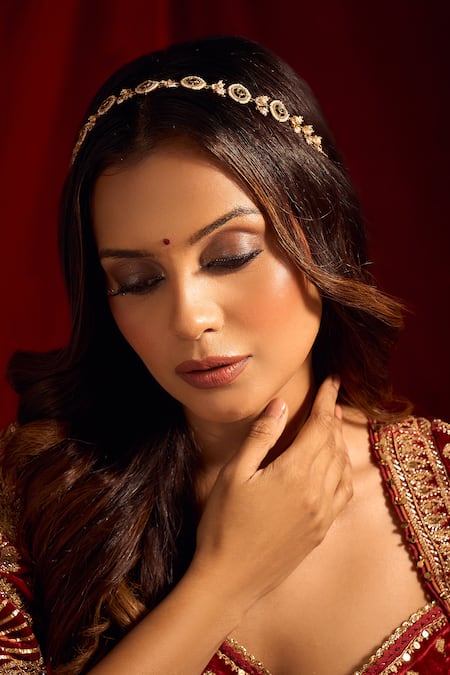 Nazaakat By Samara Singh Kundan Green Brass Mathapatti 