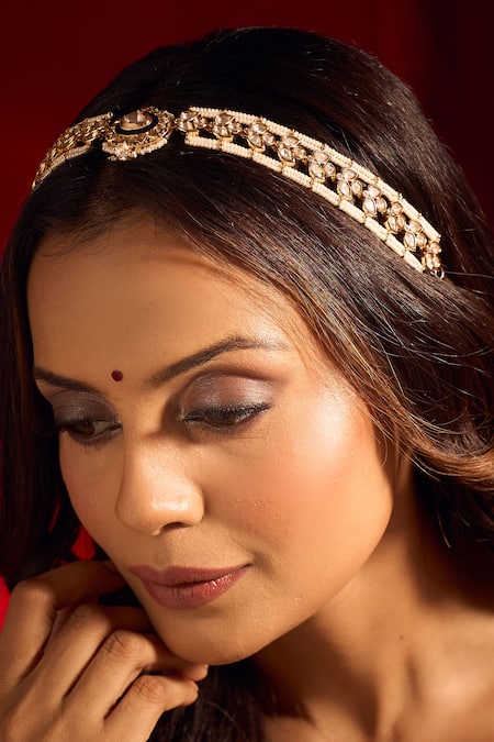 Nazaakat By Samara Singh Kundan Blue Brass Mathapatti 