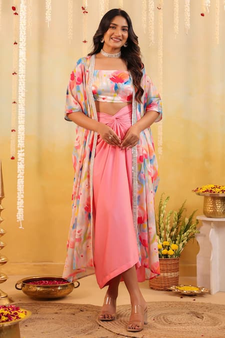 B'Infinite Pastel Tulip Embellished Three Piece Set 