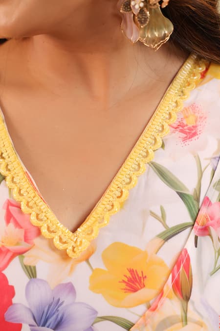 Shop_B'Infinite_Multi Color Georgette Garden Tulipe Embellished Draped Saree And Blouse Set _Online_at_Aza_Fashions