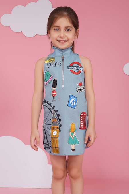 Hoity Moppet Blue Denim Light Designer Dress Online at Aza Fashions Hoity Moppet_Blue Denim Light Designer Dress _Online_at_Aza_Fashions