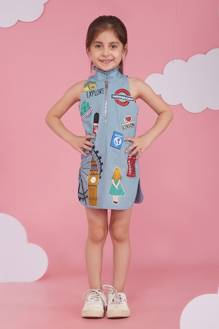 Buy Hoity Moppet Blue Denim Light Designer Dress Online at Aza Fashions Buy_Hoity Moppet_Blue Denim Light Designer Dress _Online_at_Aza_Fashions