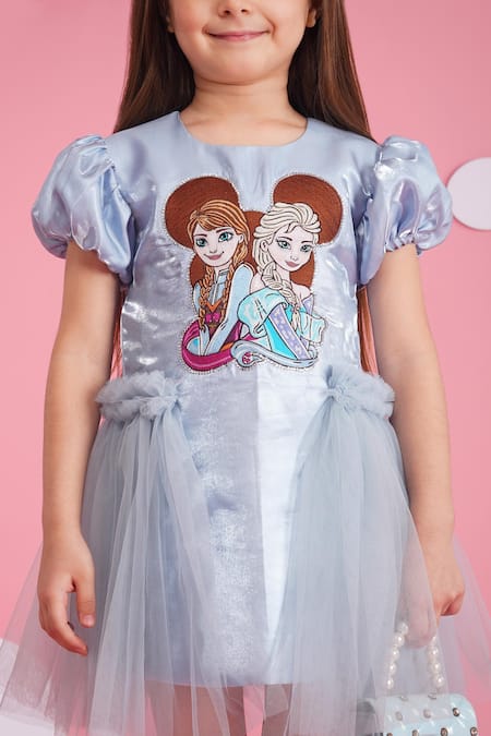 Hoity Moppet_Blue Organza, Tulle Embroidery Light Frozen Sing-along Dress _Online_at_Aza_Fashions