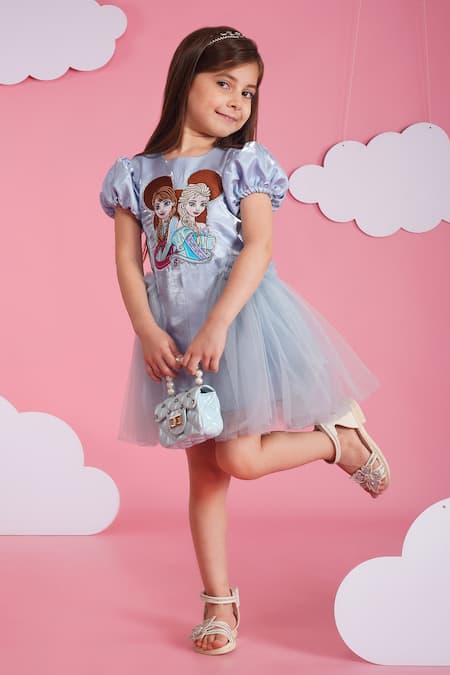 Buy_Hoity Moppet_Blue Organza, Tulle Embroidery Light Frozen Sing-along Dress _Online_at_Aza_Fashions