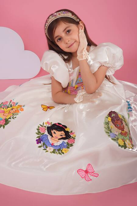 Hoity Moppet_White Organza Embroidery Magic Carpet Designer Dress _Online_at_Aza_Fashions