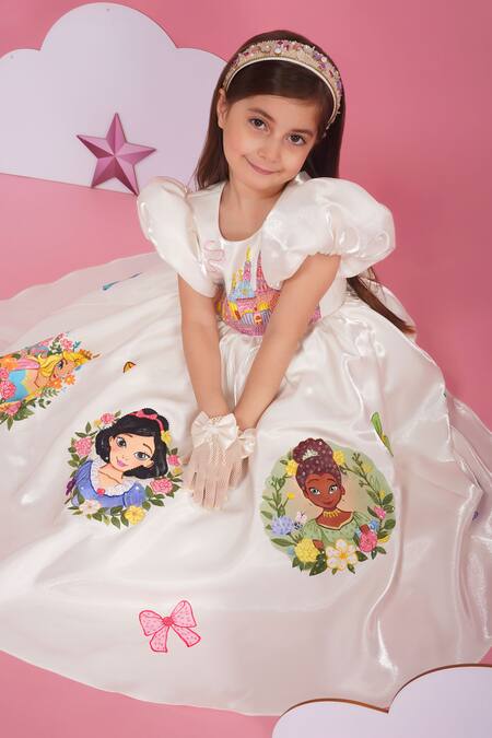 Buy_Hoity Moppet_White Organza Embroidery Magic Carpet Designer Dress _Online_at_Aza_Fashions