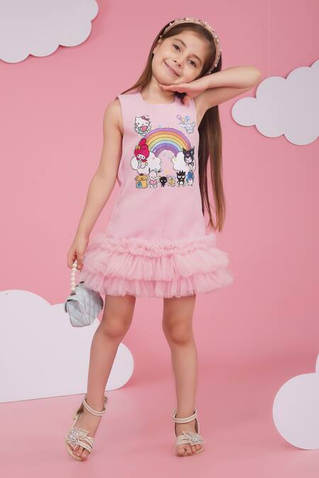 Buy_Hoity Moppet_Pink Crepe Designer Sanrio Dress _Online_at_Aza_Fashions