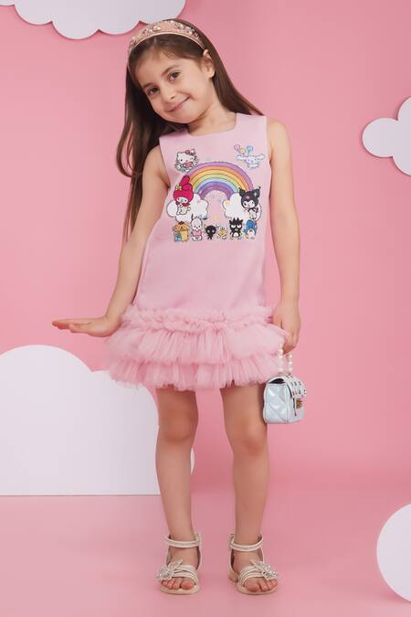 Shop_Hoity Moppet_Pink Crepe Designer Sanrio Dress _Online_at_Aza_Fashions