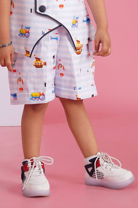 Hoity Moppet_White Cotton Light Blue Toy Story Designer Set _Online_at_Aza_Fashions