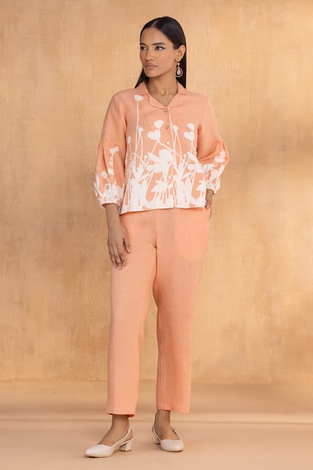 Kaveri Floral Print Linen Top & Pant Set 