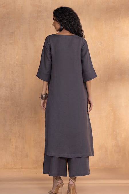 Kaveri Charcoal Grey Tunic & Pant Set 