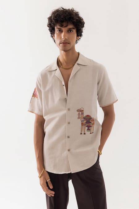 PAARSH Embroidered Rajasthani Linen Shirt 