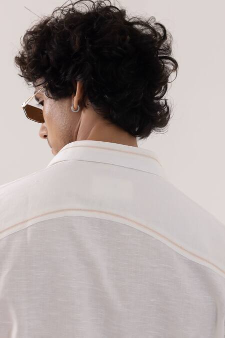 Buy_PAARSH_Ivory Linen Embroidery Designer Shirt 