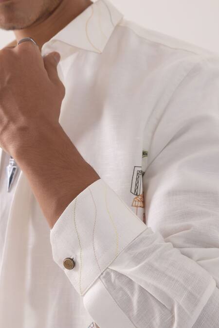 Buy_PAARSH_Ivory Linen Embroidery Shirt 