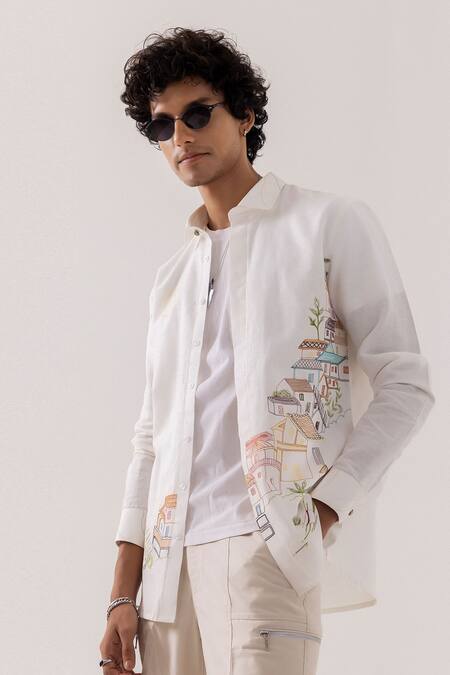 Shop_PAARSH_Ivory Linen Embroidery Shirt 